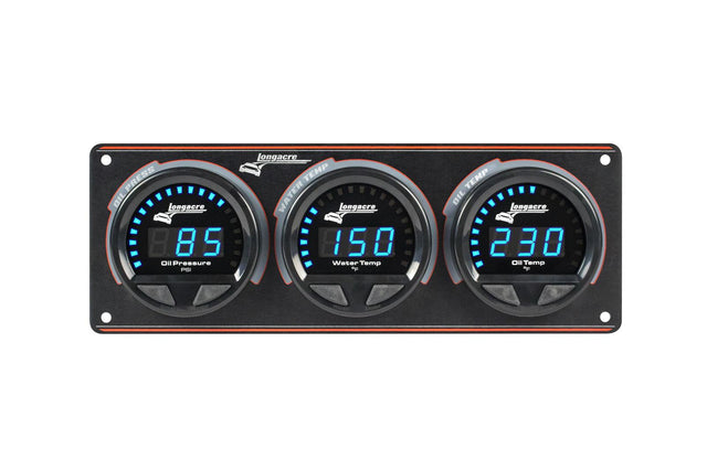 Longacre Digital Elite LED Waterproof Gauge Panel, 3 Gauge Oil Pressure/Water Temperature/Oil Temperature 340° - 52-44661