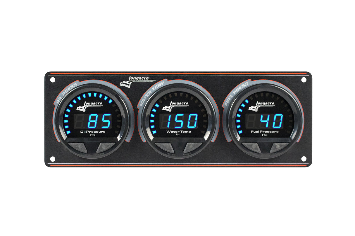 Digital Elite Waterproof Gauge Panel, 3 Gauge Oil Pressure/Water Temperature/Fuel Pressure 120psi