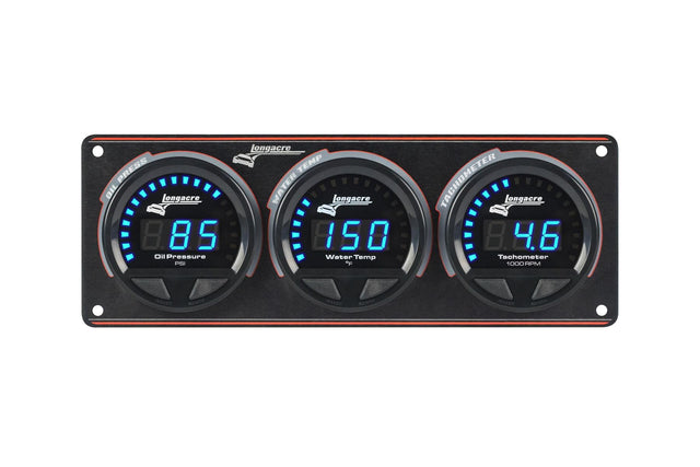 Longacre Digital Elite LED Waterproof Gauge Panel from Longacre, 2 Gauge Oil Pressure/Water Temperature/Tach - 52-44672