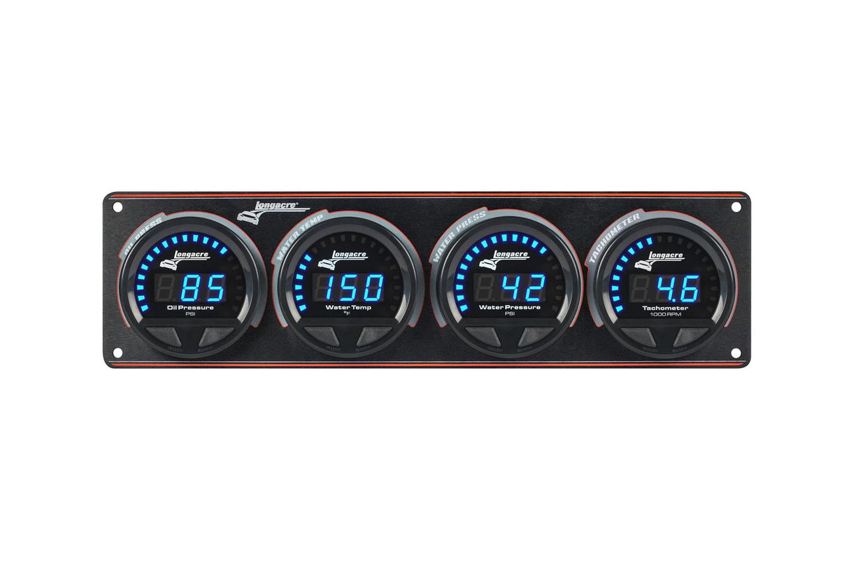 Longacre Digital Elite LED Waterproof Gauge Panel from Longacre, 3 Gauge Oil Pressure/Water Temperature/Water Pressure/Tach - 52-44675