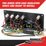 Longacre Flip-up Start / Ignition panel w/ 4 acc & pilot lights - 52-44869