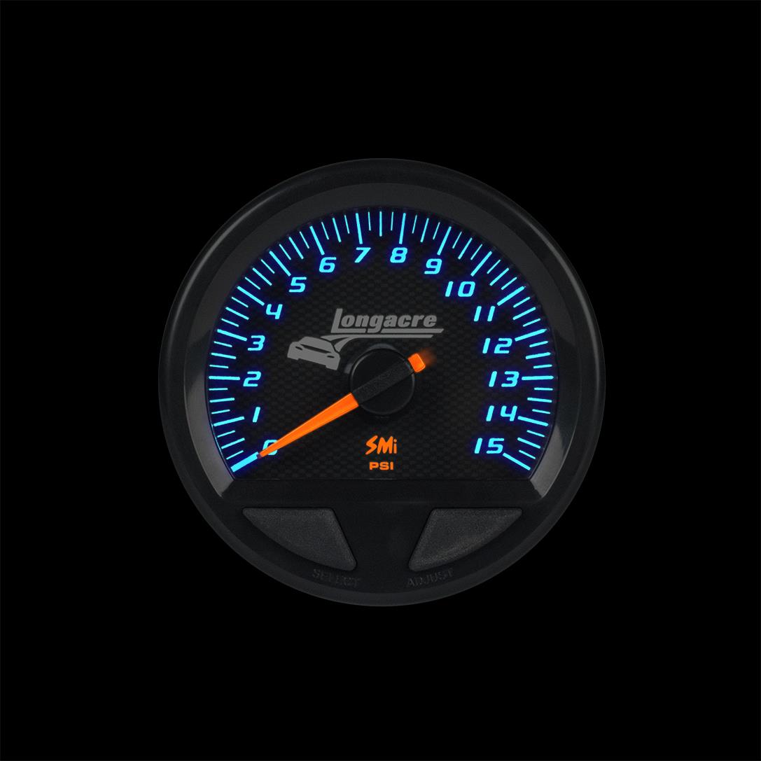 Longacre SMi™ Elite Waterproof Gauges, Fuel Pressure 0-15 psi, Sensor Not Included - 52-46750