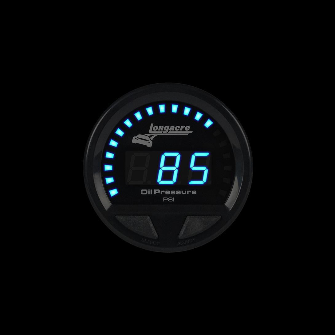 Longacre Digital Elite LED Waterproof Gauges, Oil Pressure 0-120 psi, Sensor Not Included - 52-46865