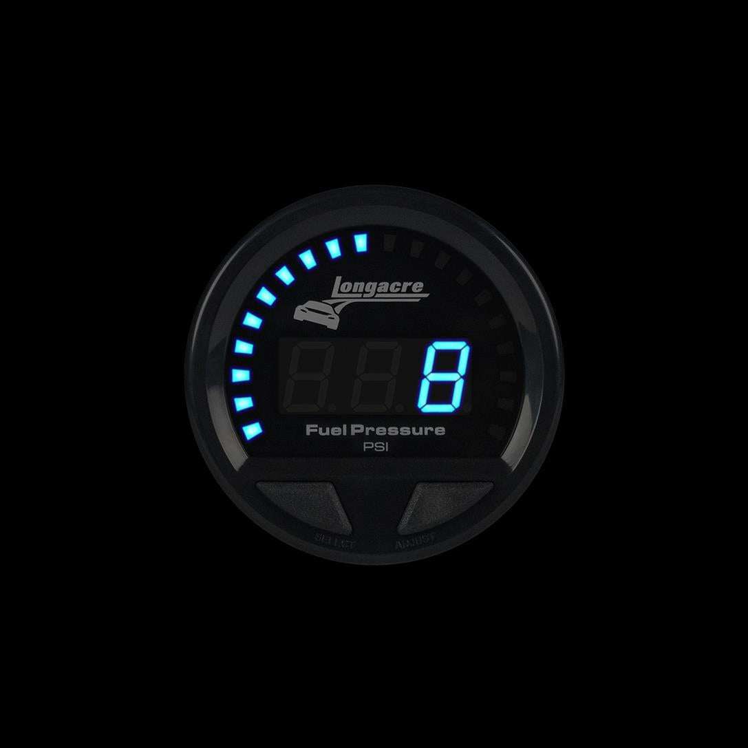 Longacre Digital Elite LED Waterproof Gauges, Fuel Pressure 0-15 psi, Sensor Not Included - 52-46866
