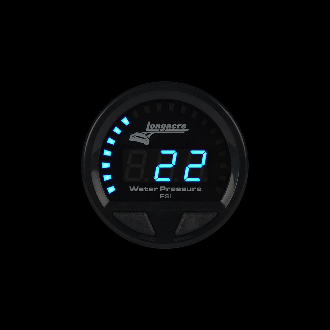 Longacre Digital Elite LED Waterproof Gauges, Water Pressure 0-60 psi, Sensor Not Included - 52-46872