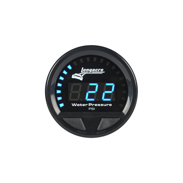 Longacre Digital Elite LED Waterproof Gauges, Water Pressure 0-60 psi, Sensor Not Included - 52-46872