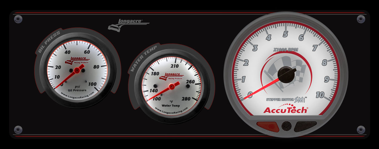Longacre Sportsman™ Elite 2 Gauge Panel w/Tach Oil Pressure, Water Temperature - 52-46906