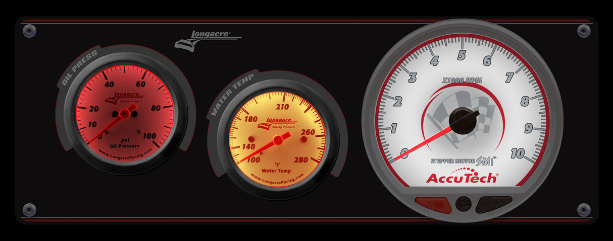 Longacre Sportsman™ Elite 2 Gauge Panel w/Tach Oil Pressure, Water Temperature - 52-46906