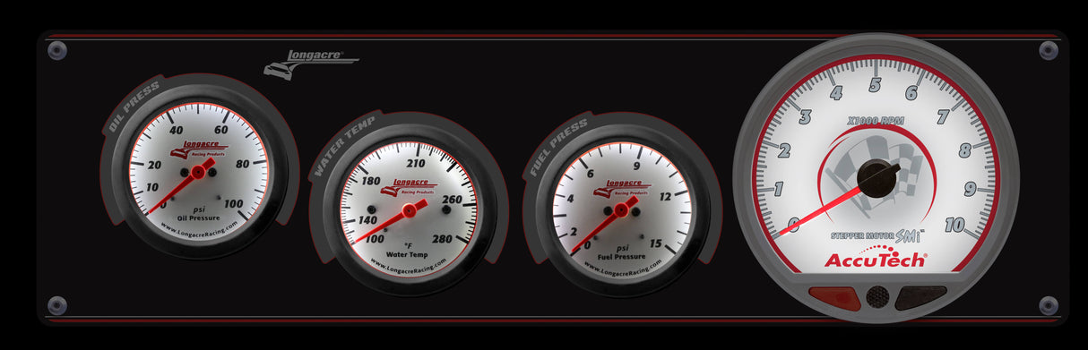 Longacre Sportsman™ Elite 3 Gauge Panel w/Tach Oil Pressure, Water Temperature, Fuel Pressure - 52-46908