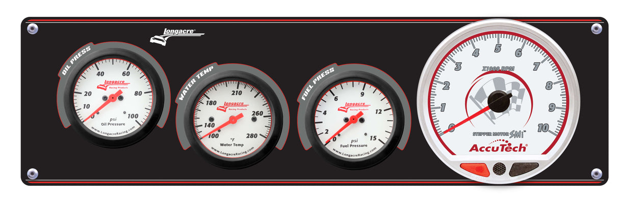 Longacre Sportsman™ Elite 3 Gauge Panel w/Tach Oil Pressure, Water Temperature, Fuel Pressure - 52-46908
