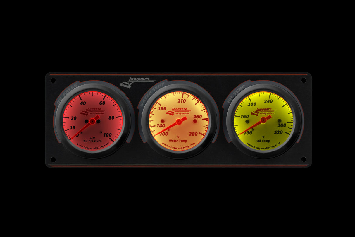 Longacre Sportsman™ Elite 3 Gauge Panel Oil Pressure, Water Temperature, Oil Temperature - 52-46913