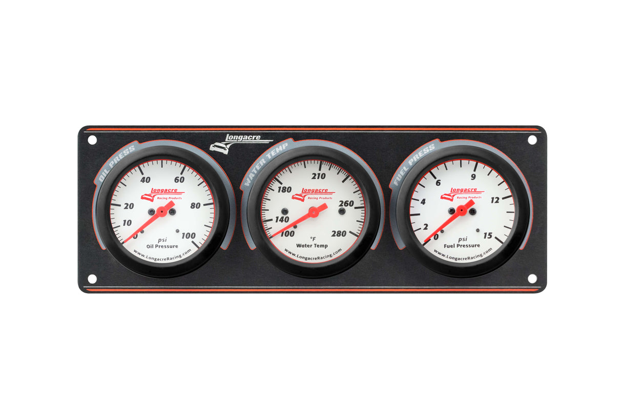 Longacre Sportsman™ Elite 3 Gauge Panel Oil Pressure, Water Temperature, Fuel Pressure