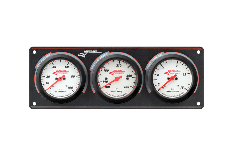 Longacre Sportsman™ Elite 3 Gauge Panel Oil Pressure, Water Temperature, Fuel Pressure
