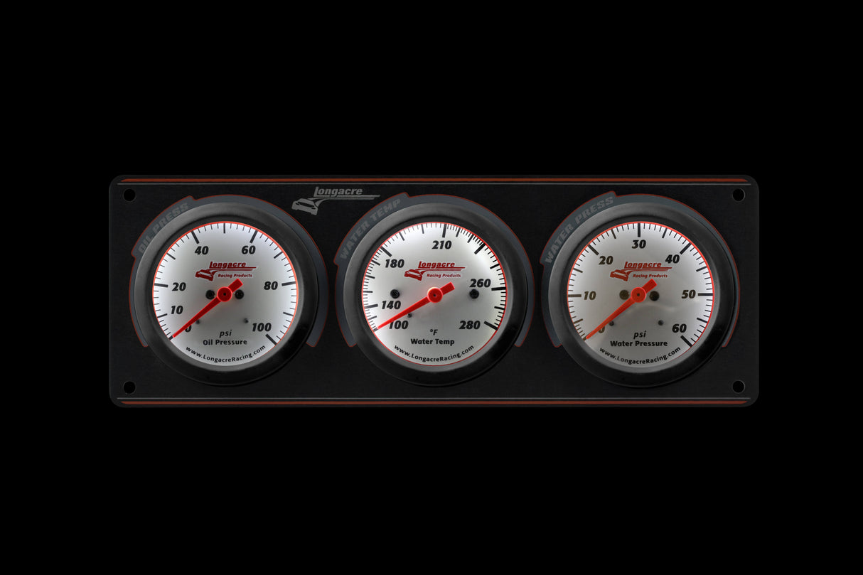 Longacre Sportsman™ Elite 3 Gauge Panel Oil Pressure, Water Temperature, Water Pressure - 52-46915