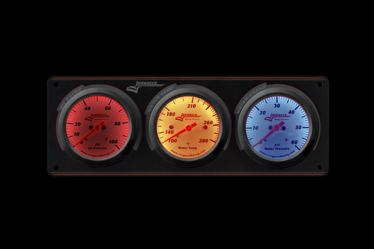 Longacre Sportsman™ Elite 3 Gauge Panel Oil Pressure, Water Temperature, Water Pressure - 52-46915
