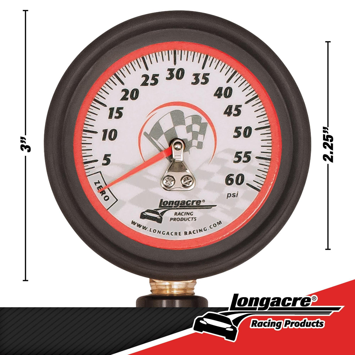 Longacre Deluxe 2½" Analog Tire Pressure Gauge - 52-52003