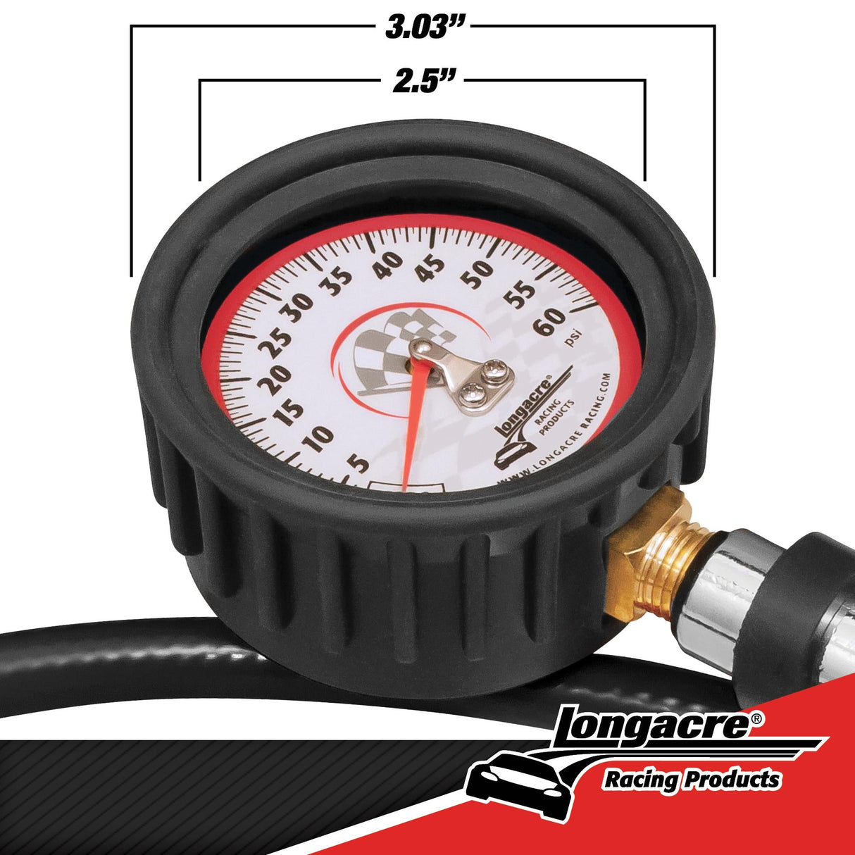 Longacre Deluxe 2½" GID Quick Fill Tire Gauge 0-60 psi - 52-52009