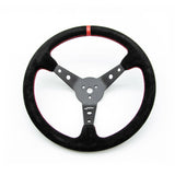 Longacre Suede Dished Steering Wheel - 15" Black - 52-56797