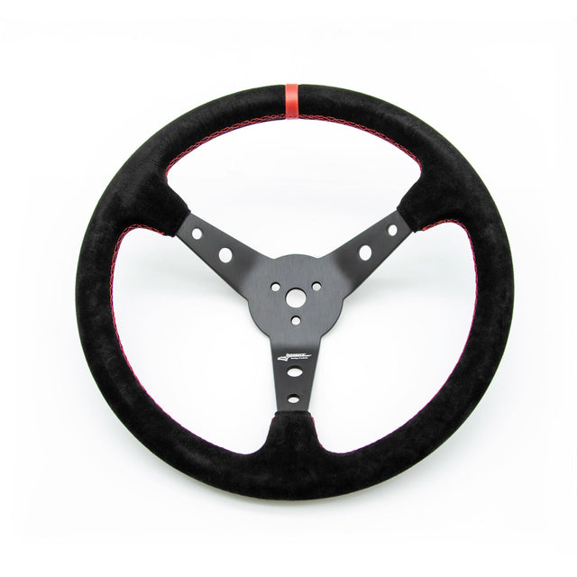 Longacre Suede Dished Steering Wheel - 15" Black - 52-56797