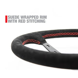 Longacre Suede Dished Steering Wheel - 15" Black - 52-56797