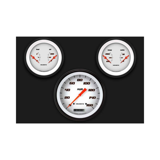 Classic Instruments Velocity White Three Gauge Set - VS64WBLF