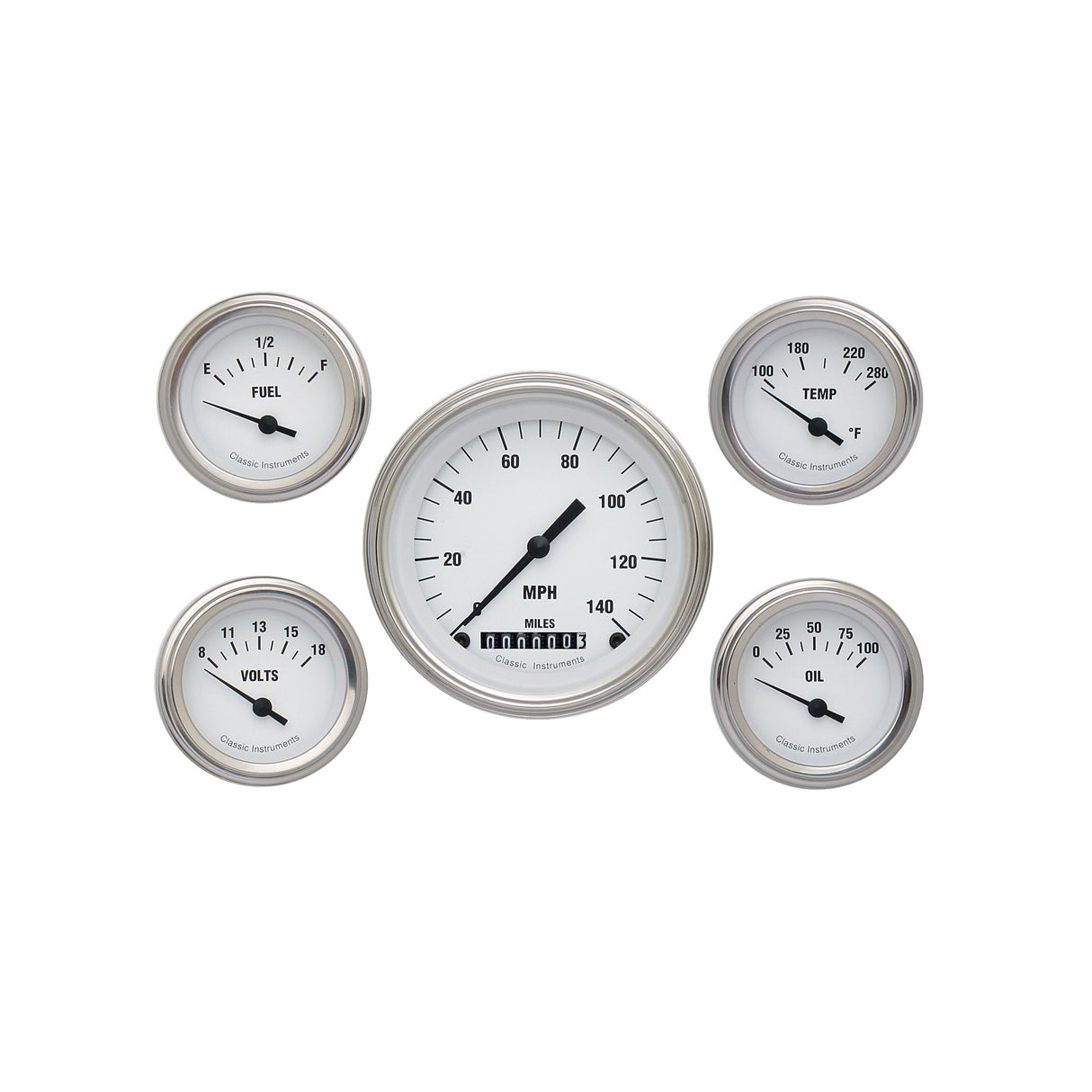 Classic Instruments White Hot Five Gauge Set - WH00SLF