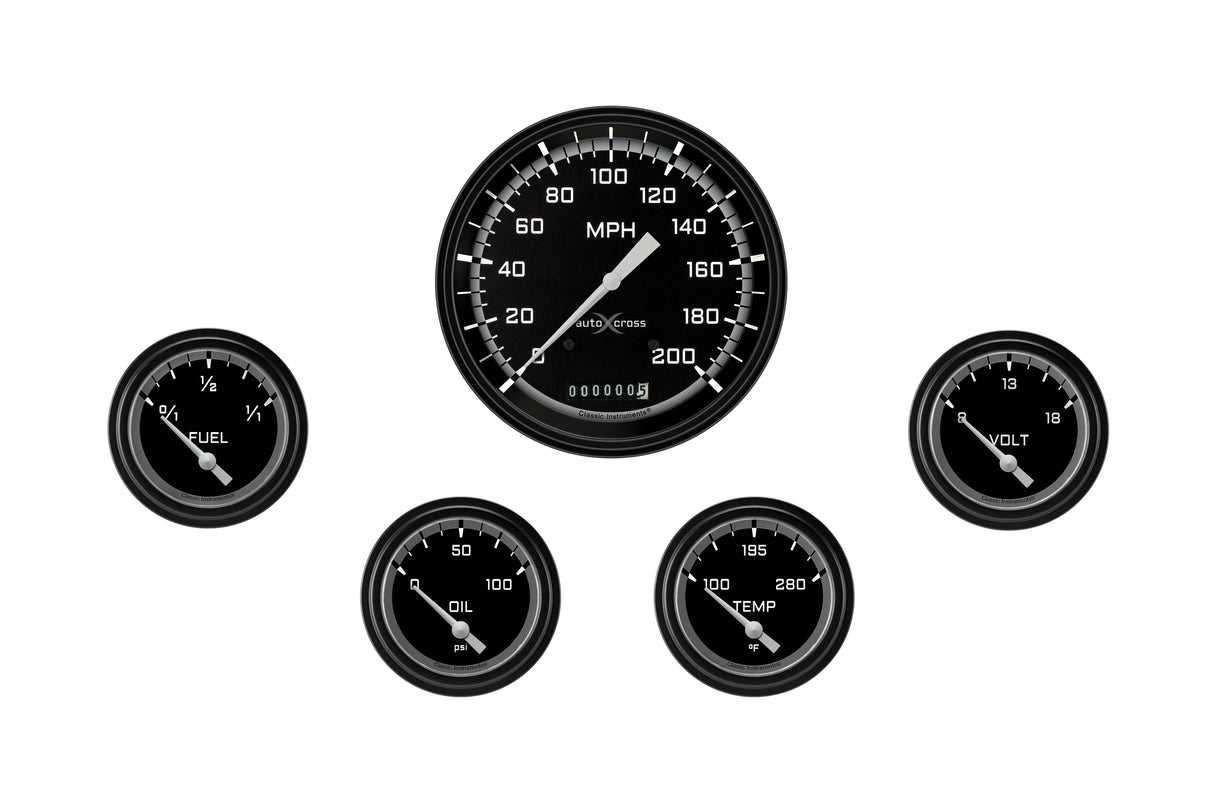 Classic Instruments AutoCross Gray Five Gauge Set 254 - AX254GBLF