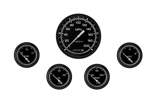 Classic Instruments AutoCross Gray Five Gauge Set 254 - AX254GBLF