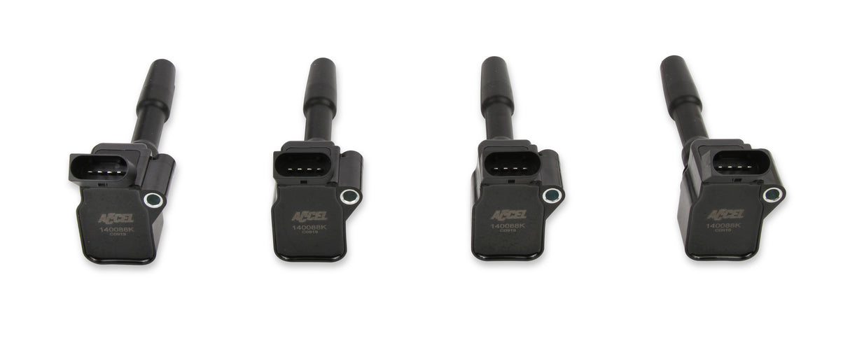 ACCEL Ignition Coils - 2014-2019 VW/Audi 1.8/2.0L Engines, 4-Pack, Black - 140088K-4