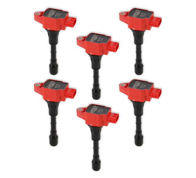 MSD Ignition Coil - Blaster Series - Fits Nissan/Infiniti 3.5L - Red - 6-Pack - 827916