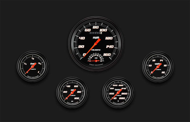 Classic Instruments Velocity Black Five Gauge Set 365 - VS365BBLF