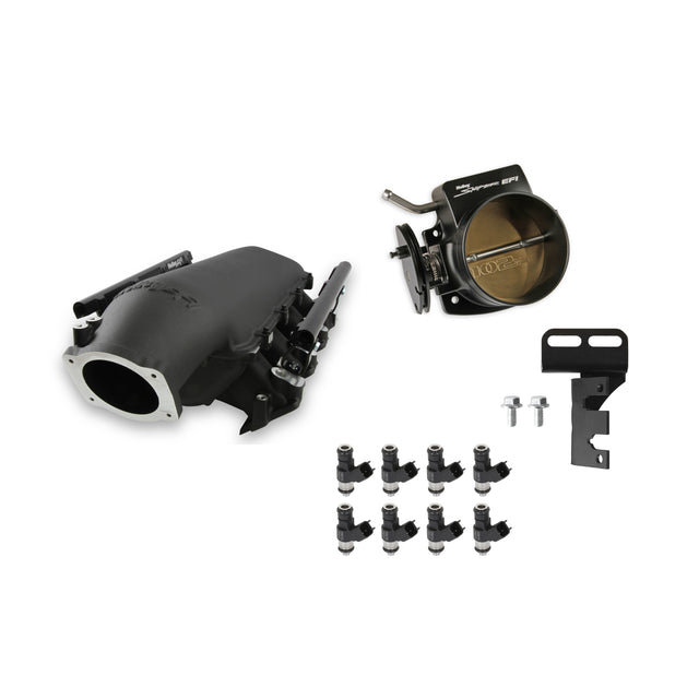 Holley EFI LS3 (Rectangle) Lo-Ram Black Kit with 102mm TB and 100lb injectors - 300-679BK-100K