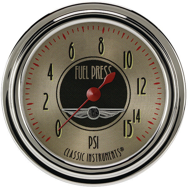 Classic Instruments All American Nickel 2 5/8" Fuel Pressure Gauge, 15 psi - AN345SLC
