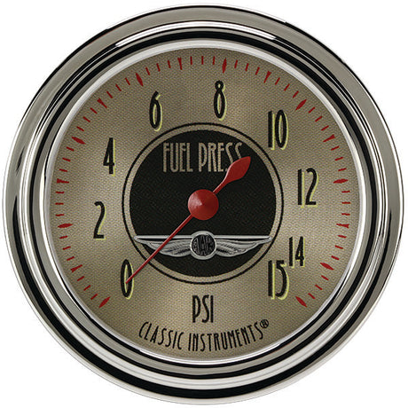 Classic Instruments All American Nickel 2 5/8" Fuel Pressure Gauge, 15 psi - AN345SLC