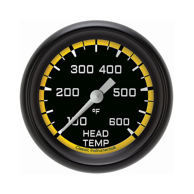Classic Instruments Autocross Yellow 2 5/8" Cylinder Head Temp. Gauge - AX397YBPF