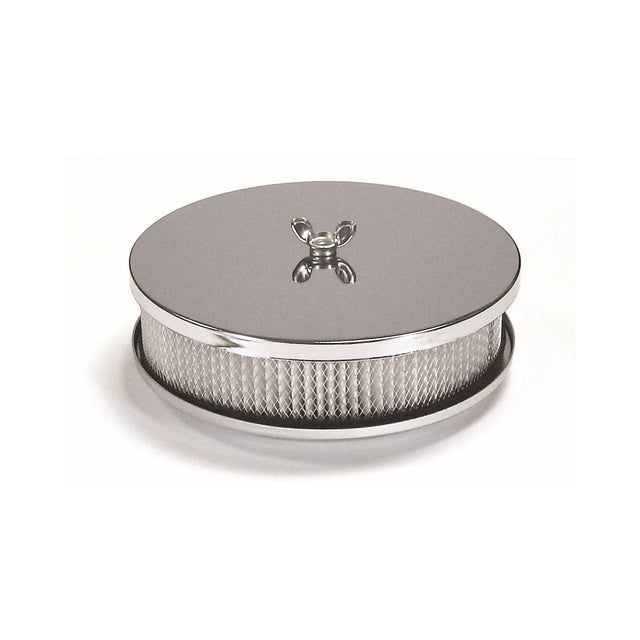 Mr Gasket Air Cleaner - 6-1/2 Inch Diameter, 2 Inch Tall - Chrome - 1486