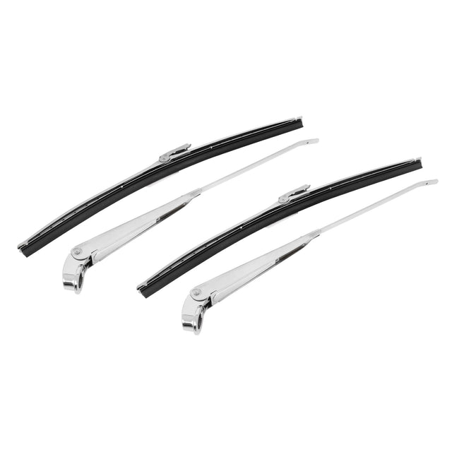 Scott Drake 66-68 Windshield Wiper Arm and Blade Kit, Polished Stainless Steel - KIT-WIP-6