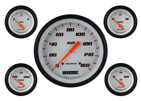 Classic Instruments Velocity White Five Gauge Set - VS54WBLF