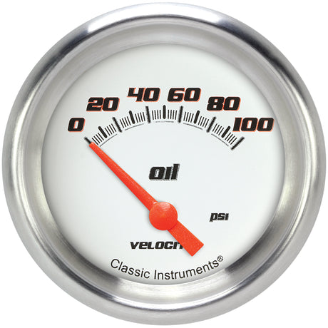 Classic Instruments Velocity White 2 5/8" Oil Pressure Gauge - VS281WAPF