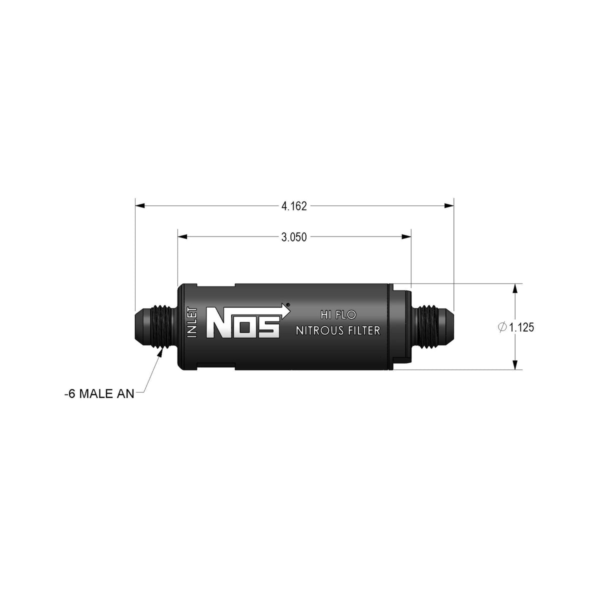 NOS In-Line Hi-Flow Nitrous Filter, 6AN - Black - 15556NOS
