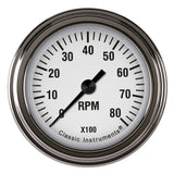 Classic Instruments White Hot 2-1/8" Tachometer Gauge - WH183SLF