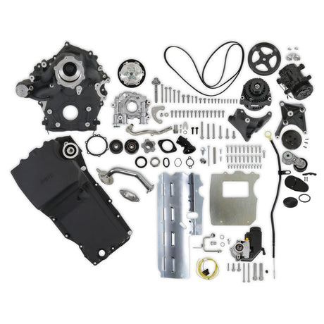 Holley Godzilla High-Mount Accessory Drive - With Holley Swap Oil Pan and Pump - Complete Kit - Black - 20-340BK