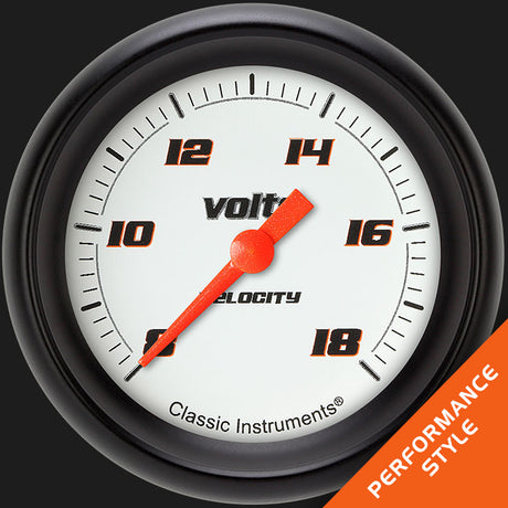 Classic Instruments Velocity White 2 5/8" Voltage Gauge - VS330WBPF