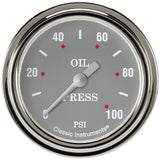 Classic Instruments Silver Gray 2-5/8" Oil Pressure Gauge - SG381SLF