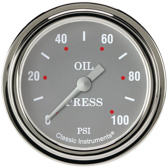 Classic Instruments Silver Gray 2-5/8" Oil Pressure Gauge - SG381SLF