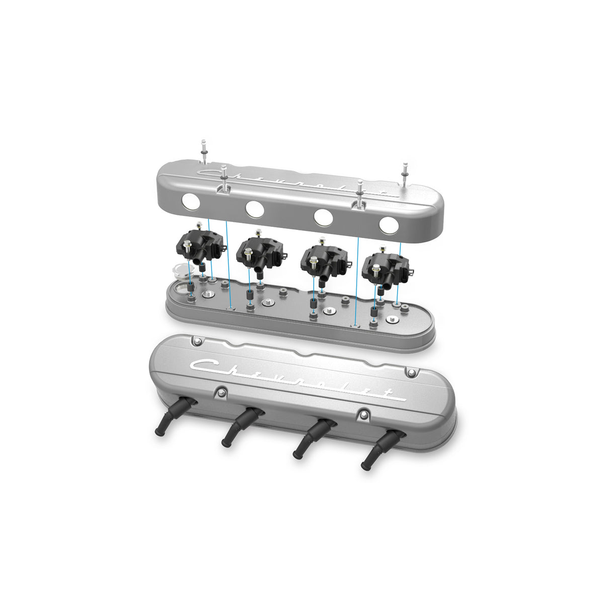 Holley 241-175 2-Piece "Chevrolet" Script Valve Cover - Gen III/IV LS - Natural
