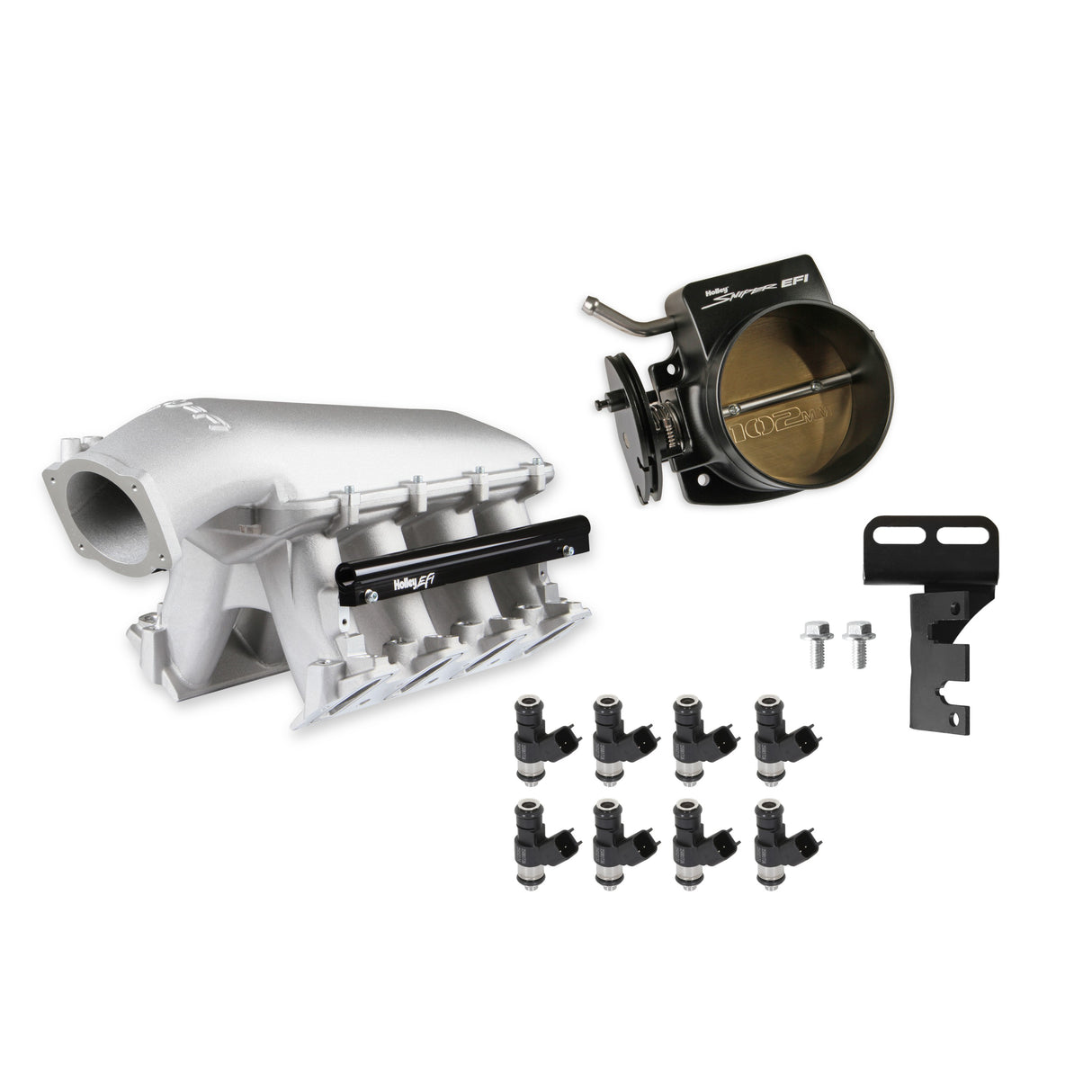 Holley EFI LS1 (Cath) Hi-Ram Natural Kit with 102mm TB and 120lb injectors - 300-123-120K