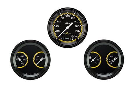 Classic Instruments AutoCross Yellow Three Gauge Set - AX04YBLF