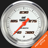 Classic Instruments Velocity White 2 5/8" Oil Temperature Gauge - VS328WAPF