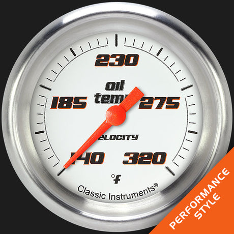 Classic Instruments Velocity White 2 5/8" Oil Temperature Gauge - VS328WAPF